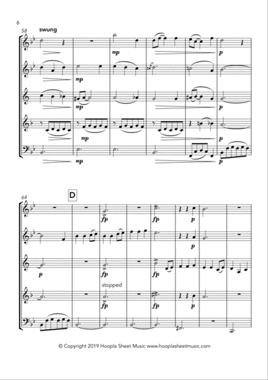 Away in a Country Manger Woodwind Quintet scores gallery preview page 6