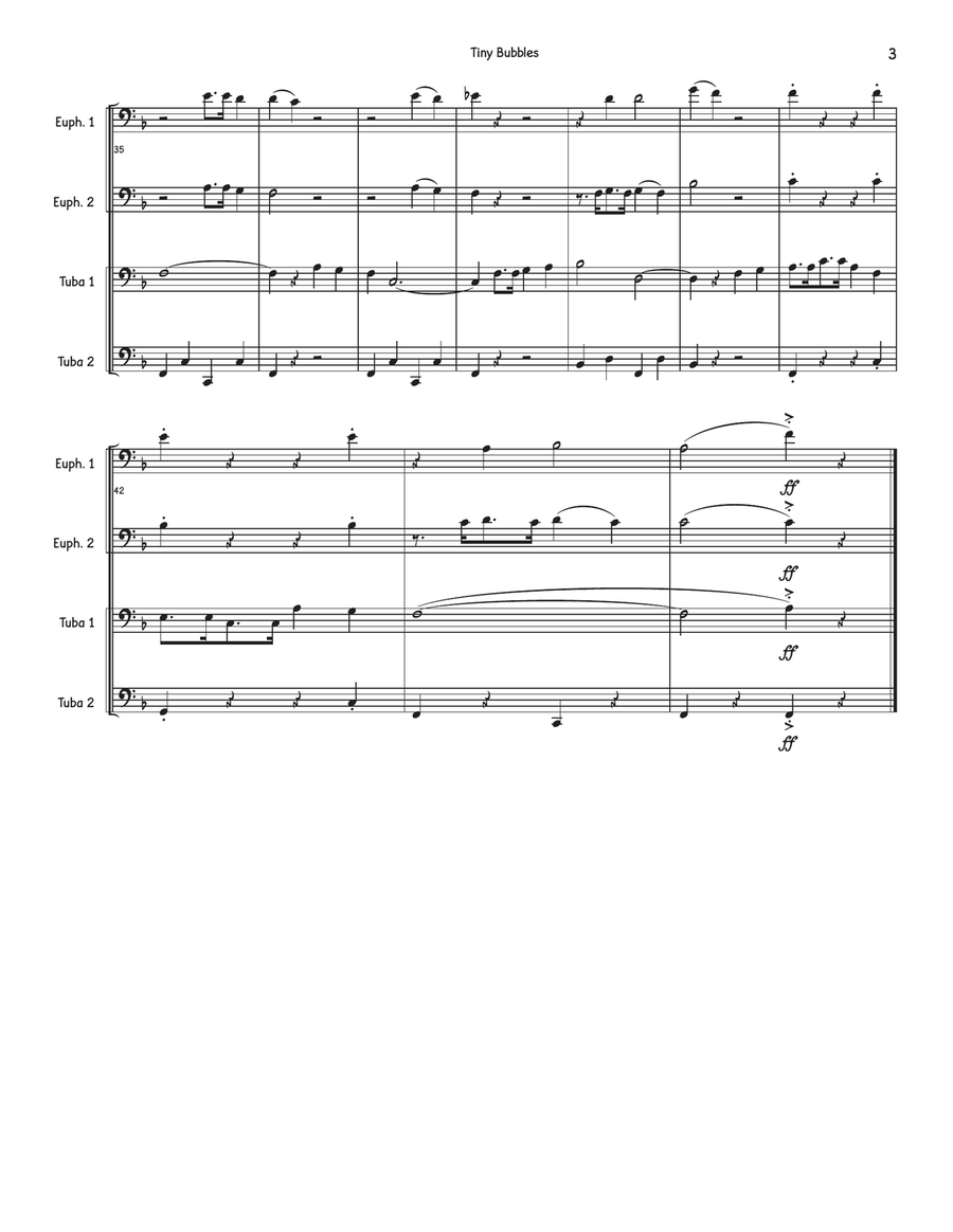 Tiny Bubbles Tiny Bubbles Brass Quartet scores gallery preview page 3