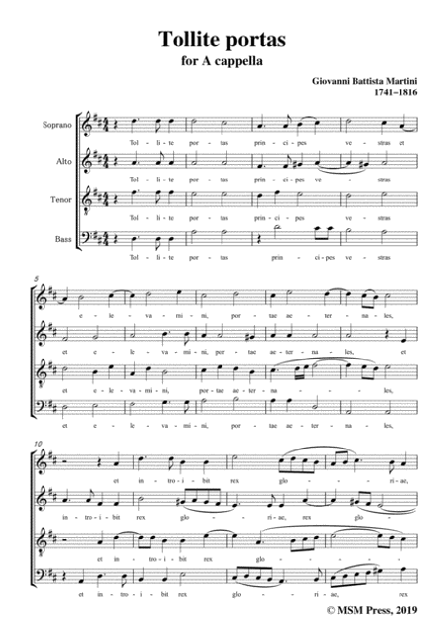Martini-Tollite portas,in D Major,for A cappella 4-Part scores gallery preview page 3