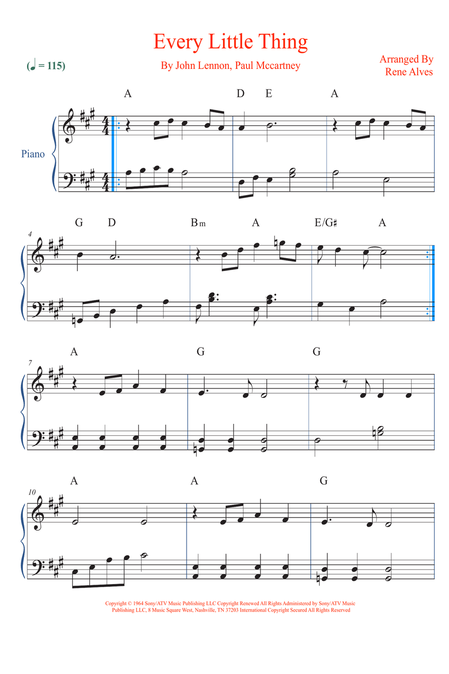 Every Little Thing Every Little Thing Easy Piano scores gallery preview page 1