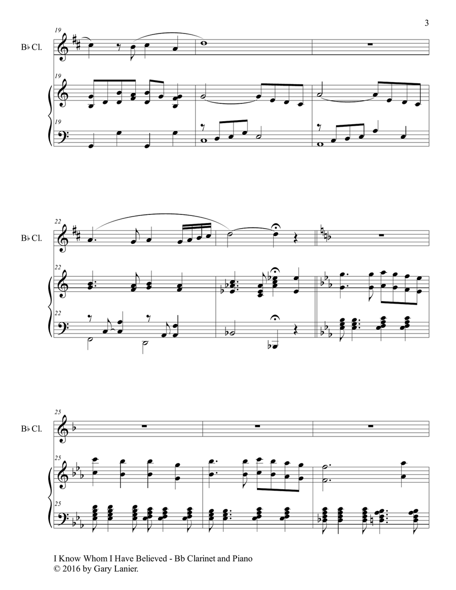 I KNOW WHOM I HAVE BELIEVED (Duet – Bb Clarinet & Piano with Score/Part) B-Flat Clarinet scores gallery preview page 4