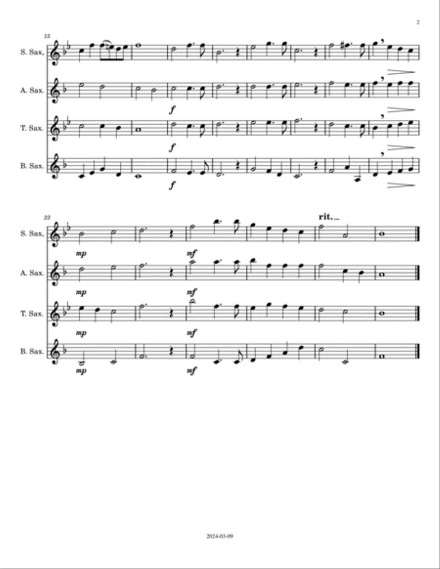 O Canada O Canada Saxophone Quartet scores gallery preview page 2