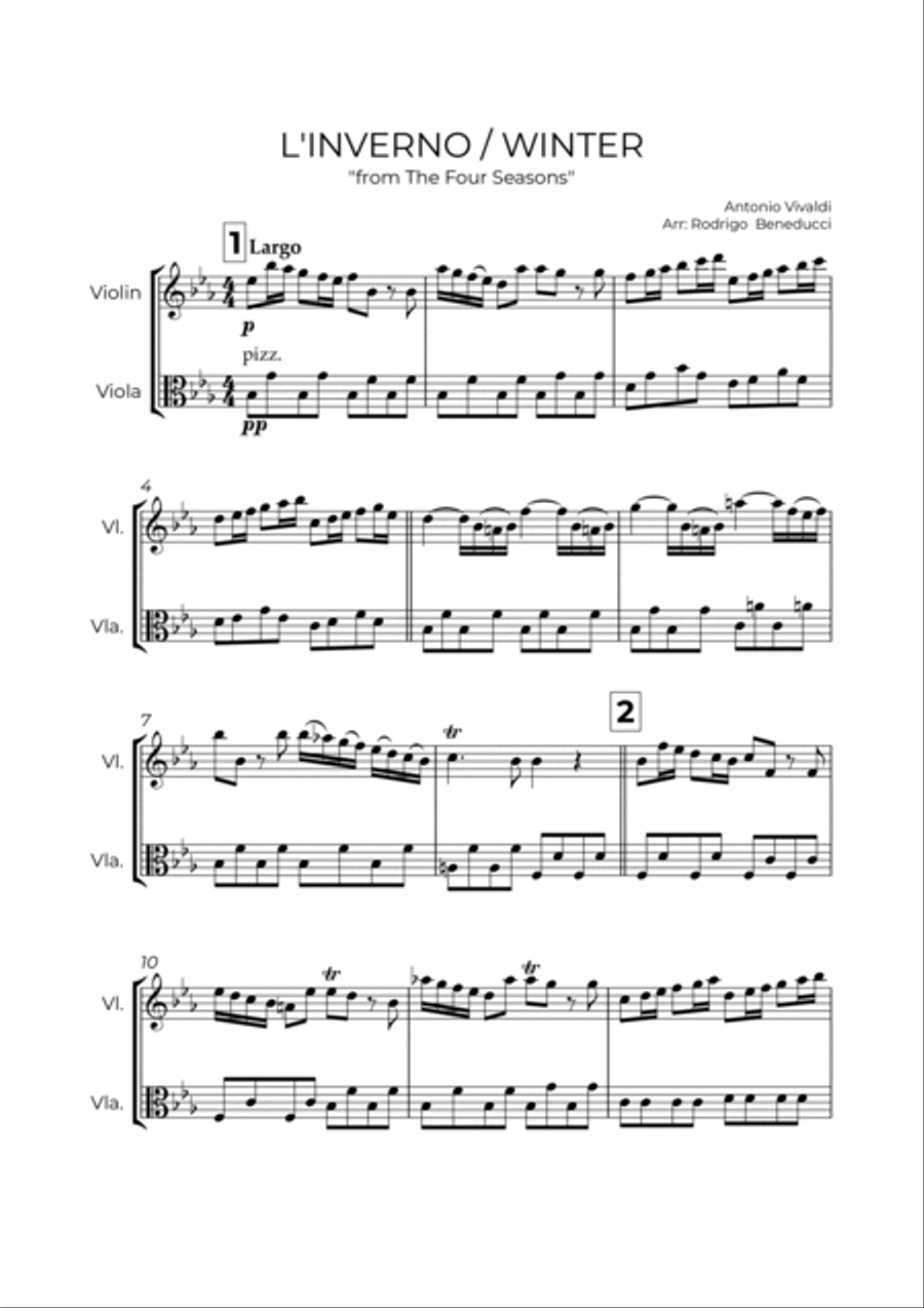 WINTER - VIVALDI - VIOLIN & VIOLA String Duet scores gallery preview page 2