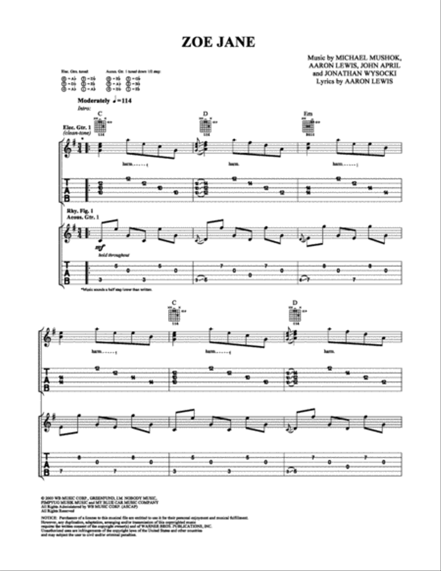 Zoe Jane Electric Guitar scores gallery preview page 1