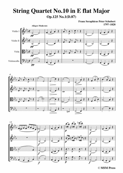 Schubert-String Quartet No.10 in E flat Major,Op.125 No.1(D.87) image number null