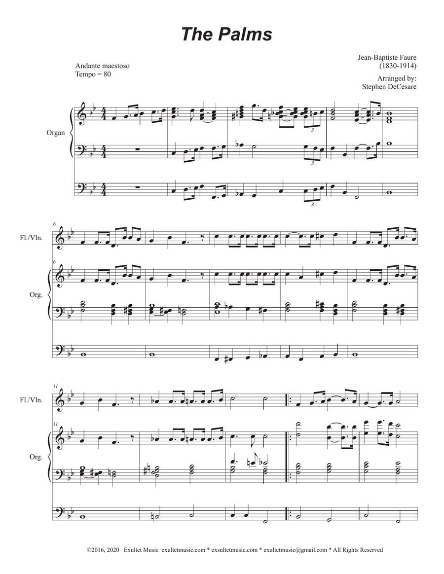 The Palms (Flute or Violin solo and Organ) The Palms (Flute or Violin solo and Organ) Flute scores gallery preview page 1