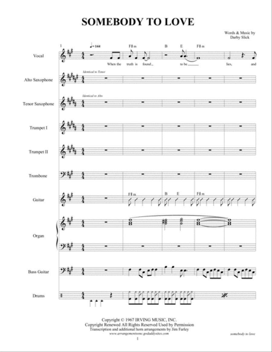 Somebody To Love Tenor Saxophone scores gallery preview page 3