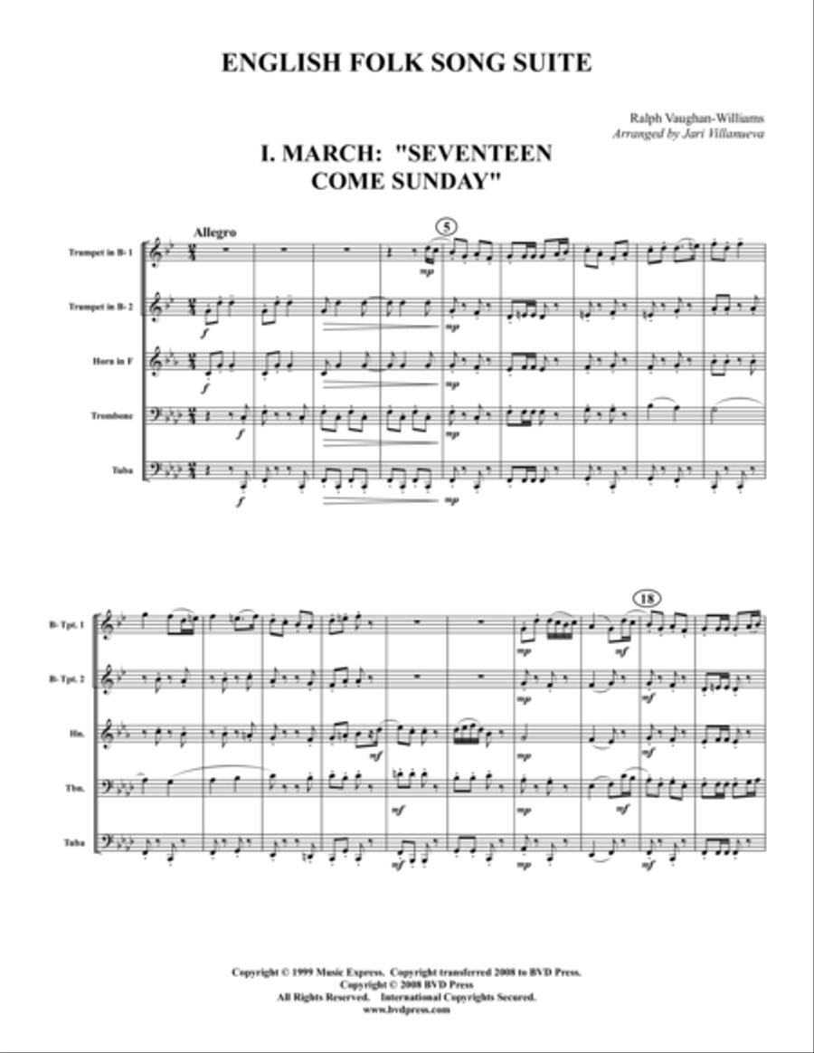 English Folk Song Suite English Folk Song Suite Brass Quintet scores gallery preview page 1