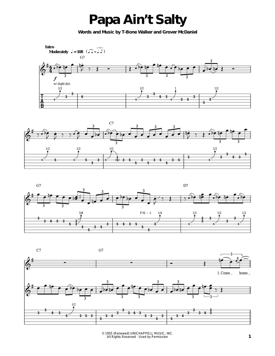 Papa Ain't Salty Papa Ain't Salty Electric Guitar scores gallery preview page 1