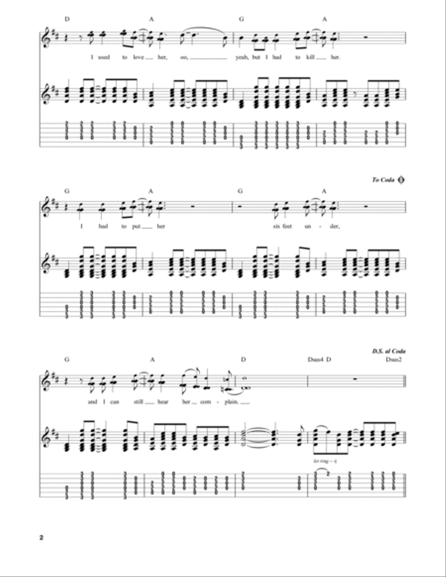 Used To Love Her Guitar Tablature scores gallery preview page 2