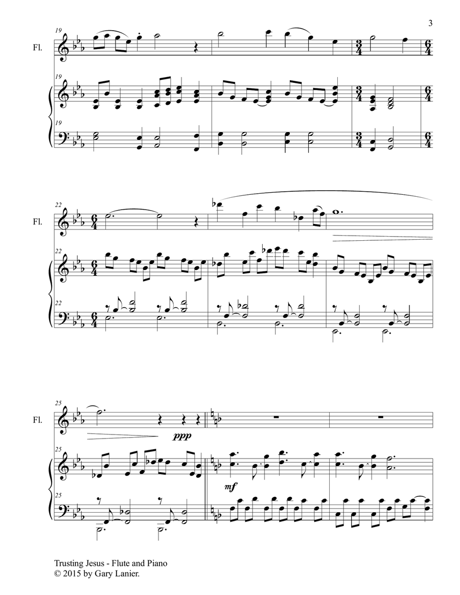 TRUSTING JESUS (Duet – Flute and Piano/Score and Parts) Woodwind Duet scores gallery preview page 4