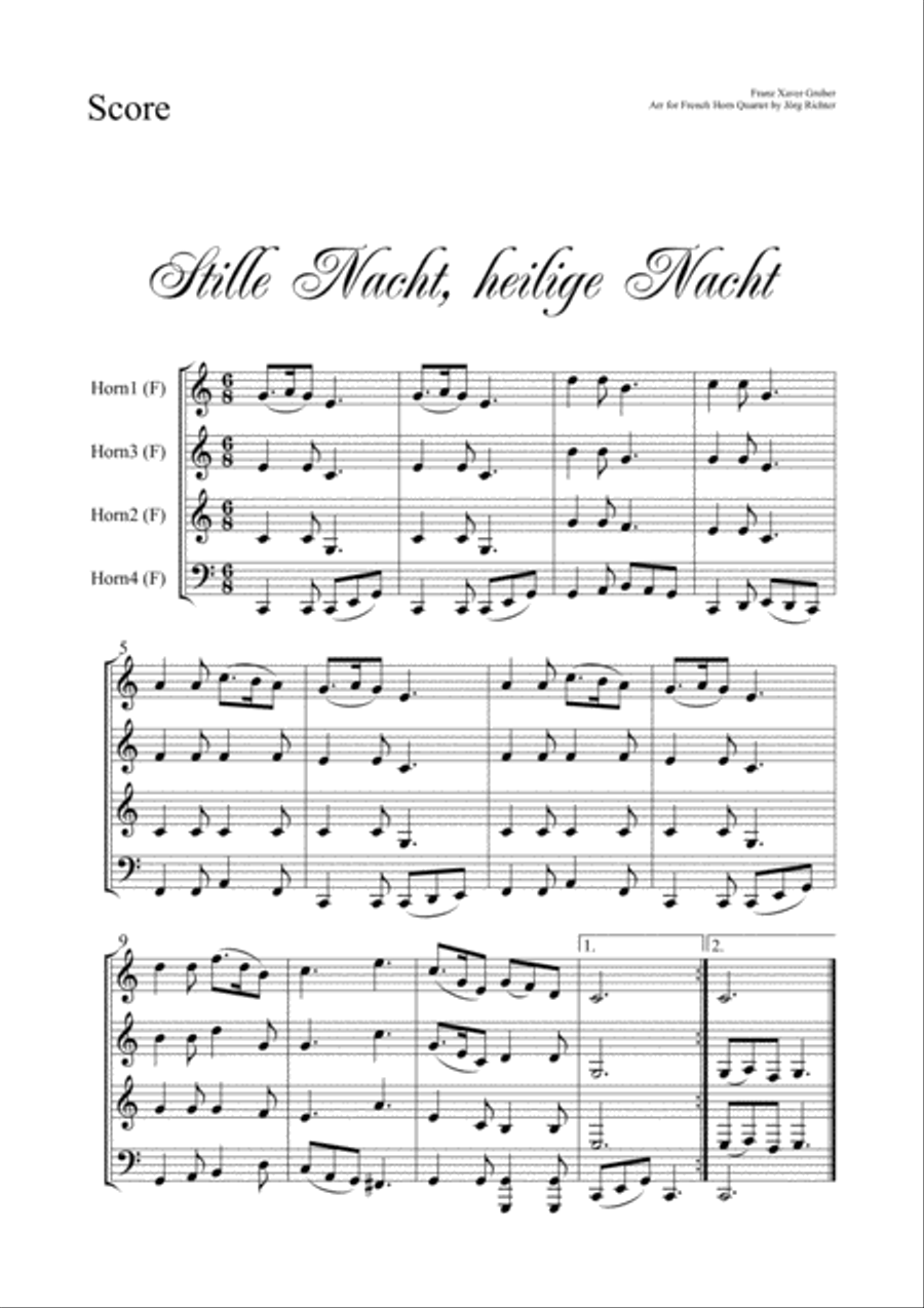 Stille Nacht, heilige Nacht für Horn Quartett Brass Quartet scores gallery preview page 2