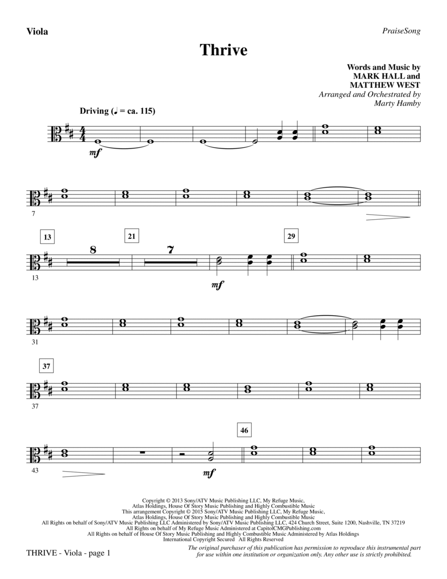 Thrive - Viola Choir scores gallery preview page 1