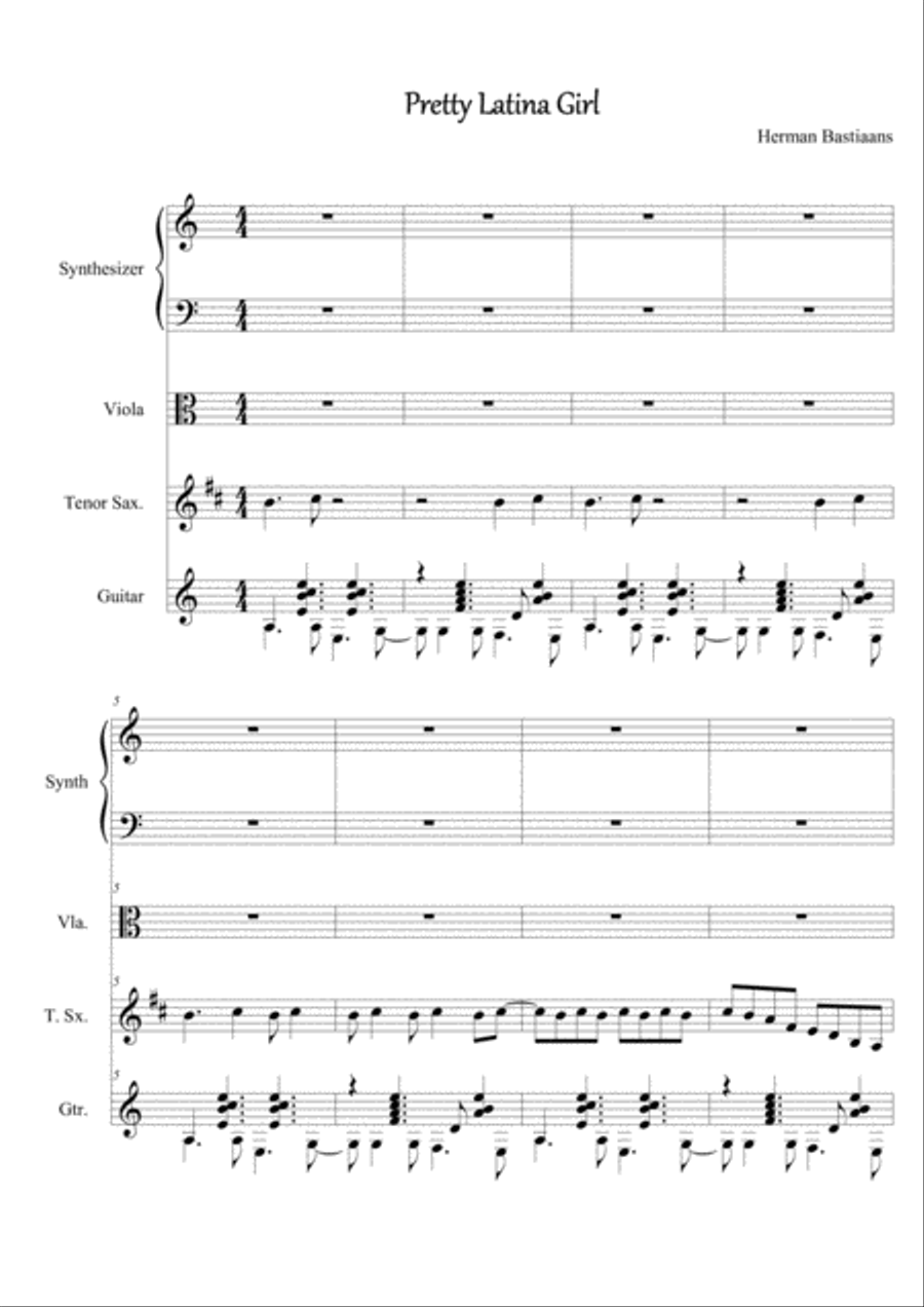 Pretty Latina Girl Guitar Solo scores gallery preview page 1