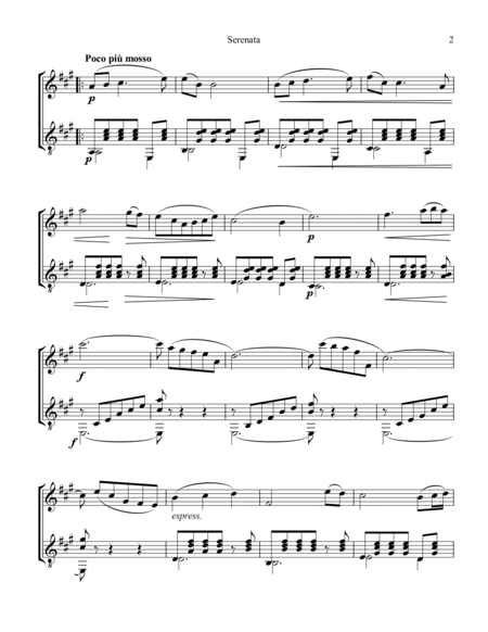 Serenata Rimpianto Op. 6 for violin and easy guitar (A Major) image number null