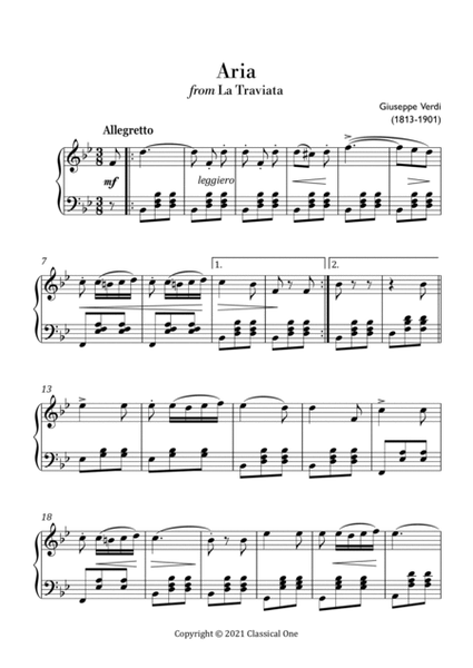 Verdi - Aria (from La Traviata)(Easy Piano) image number null