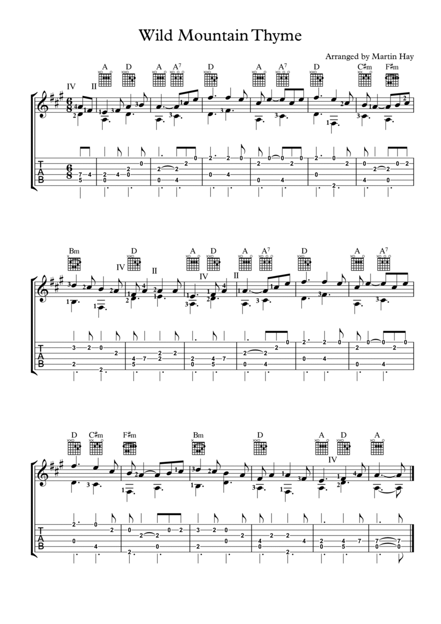 Wild Mountain Thyme For Guitar TAB Acoustic Guitar scores gallery preview page 1