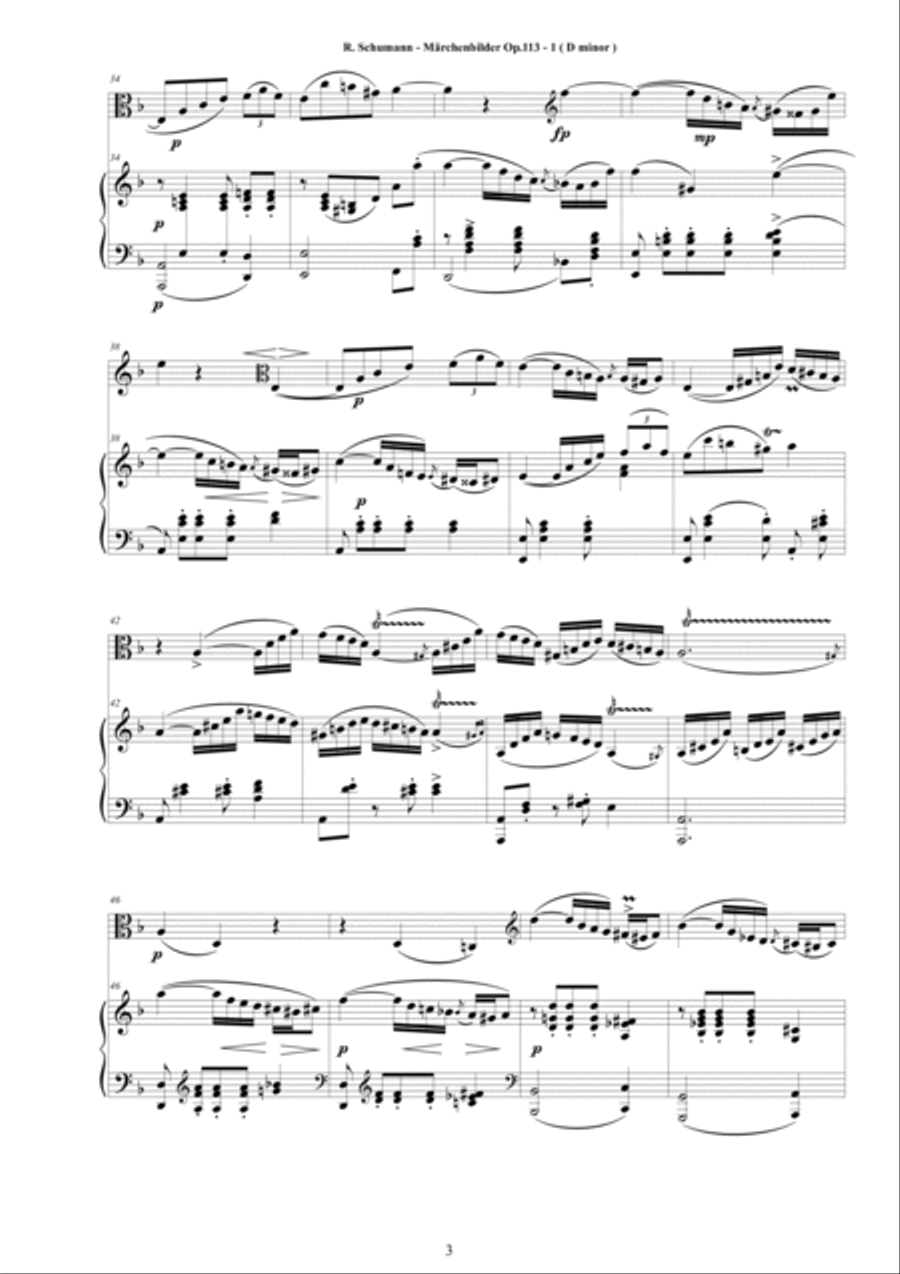 Schumann - Märchenbilder Op.113 - Four Pieces for Viola and Piano Piano scores gallery preview page 3