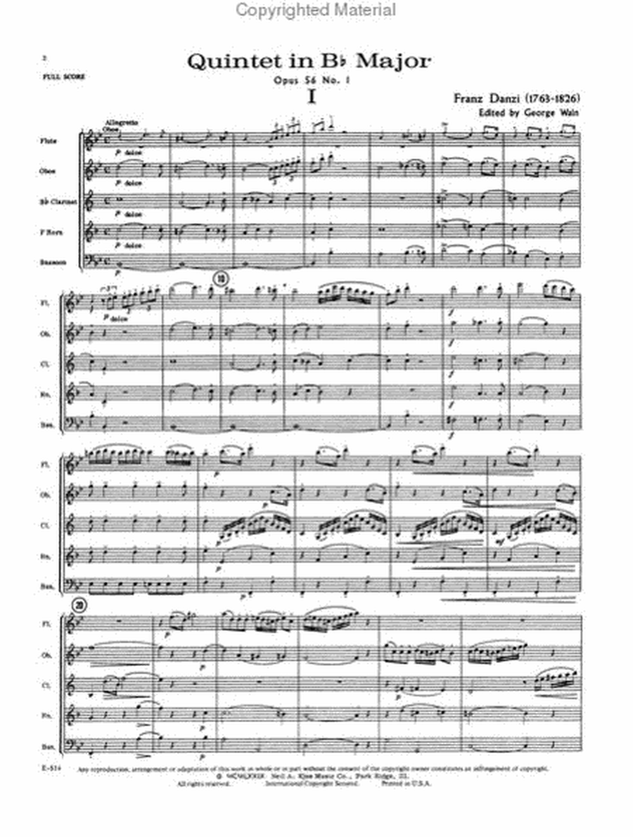 Quintet in Bb Major, Opus 56, No. 1