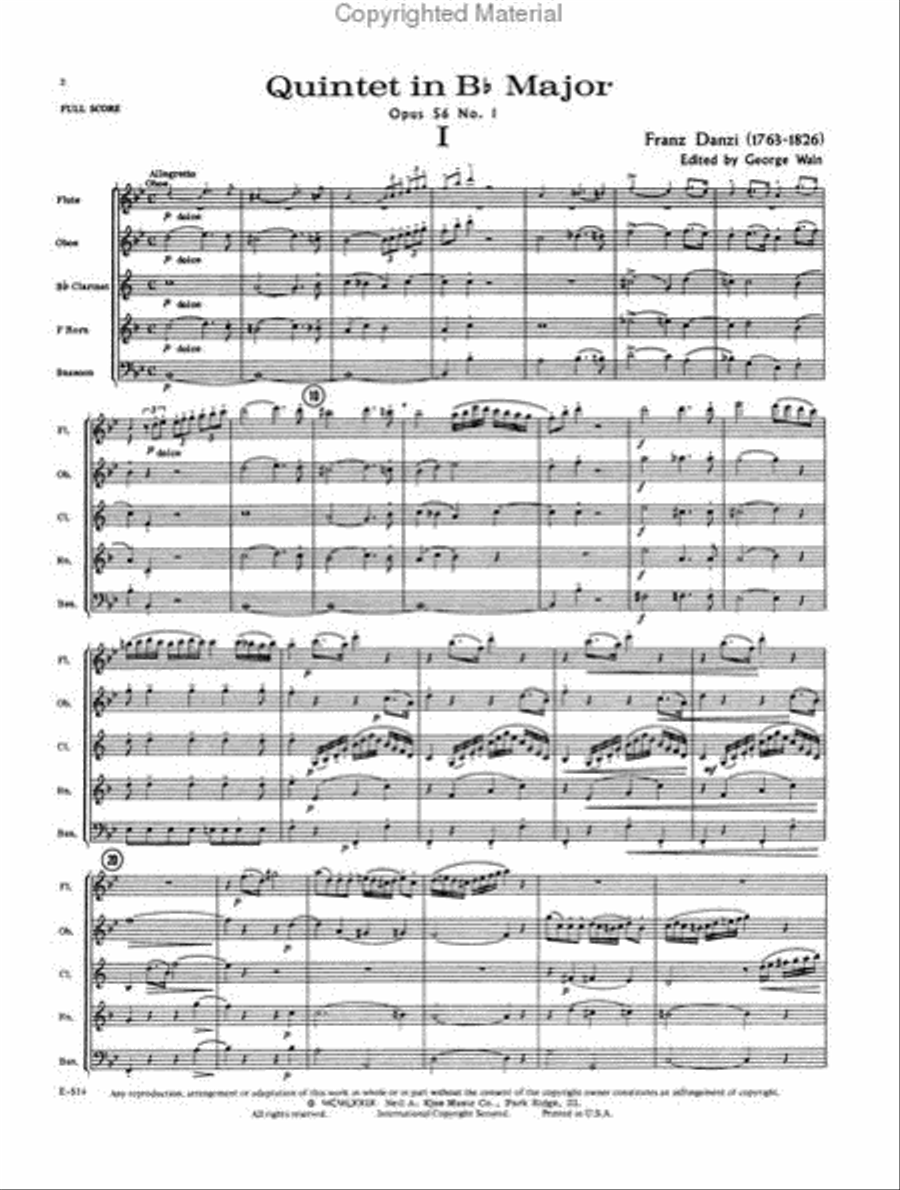 Quintet in Bb Major, Opus 56, No. 1 Flute Solo scores gallery preview page 2