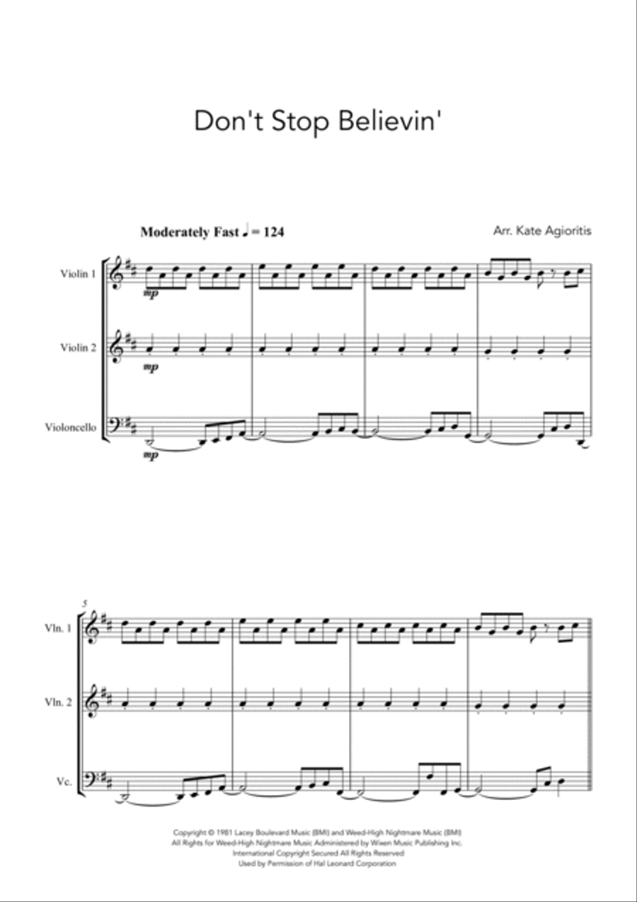 Don't Stop Believin' Don't Stop Believin' String Trio scores gallery preview page 3