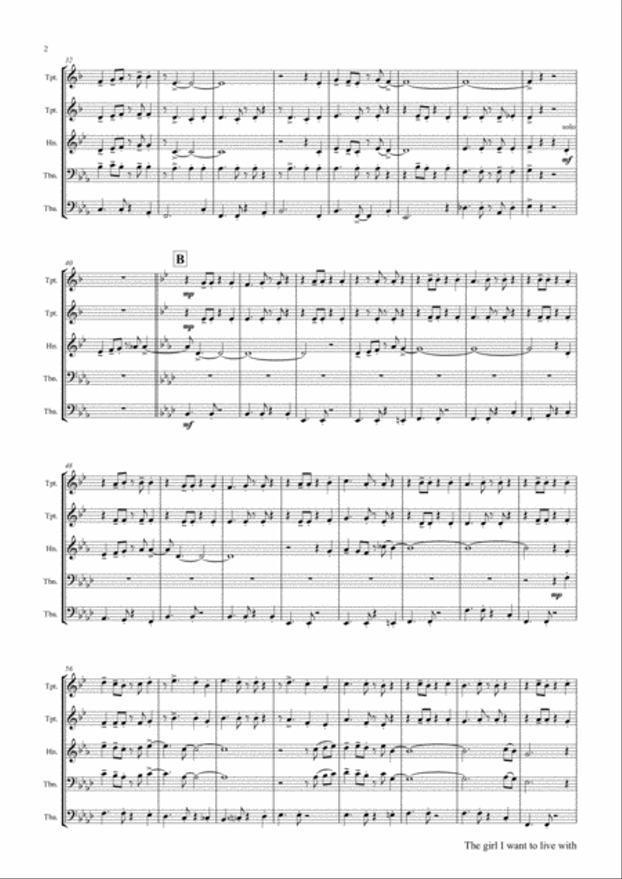 The girl I want to live with - Latin/Calypso - Brass Quintet Brass Quintet scores gallery preview page 3