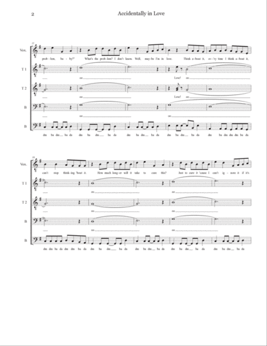 Accidentally In Love TTBB scores gallery preview page 2
