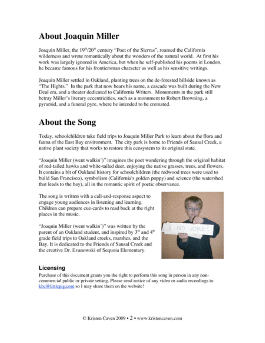 Joaquin Miller (went walkin') Unison Choir scores gallery preview page 2