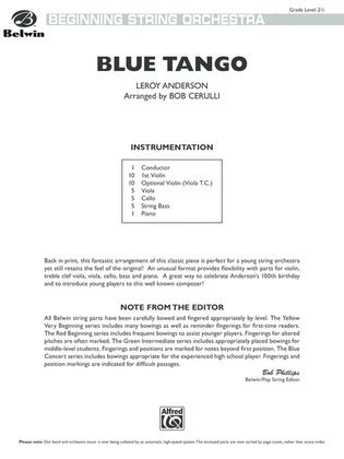 Book cover for Blue Tango: Score
