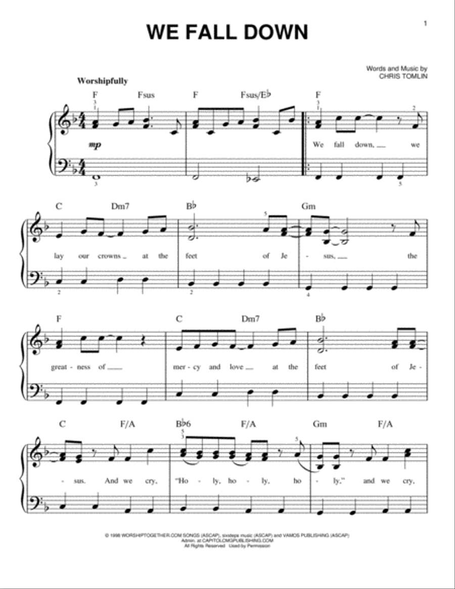 We Fall Down Easy Piano scores gallery preview page 1