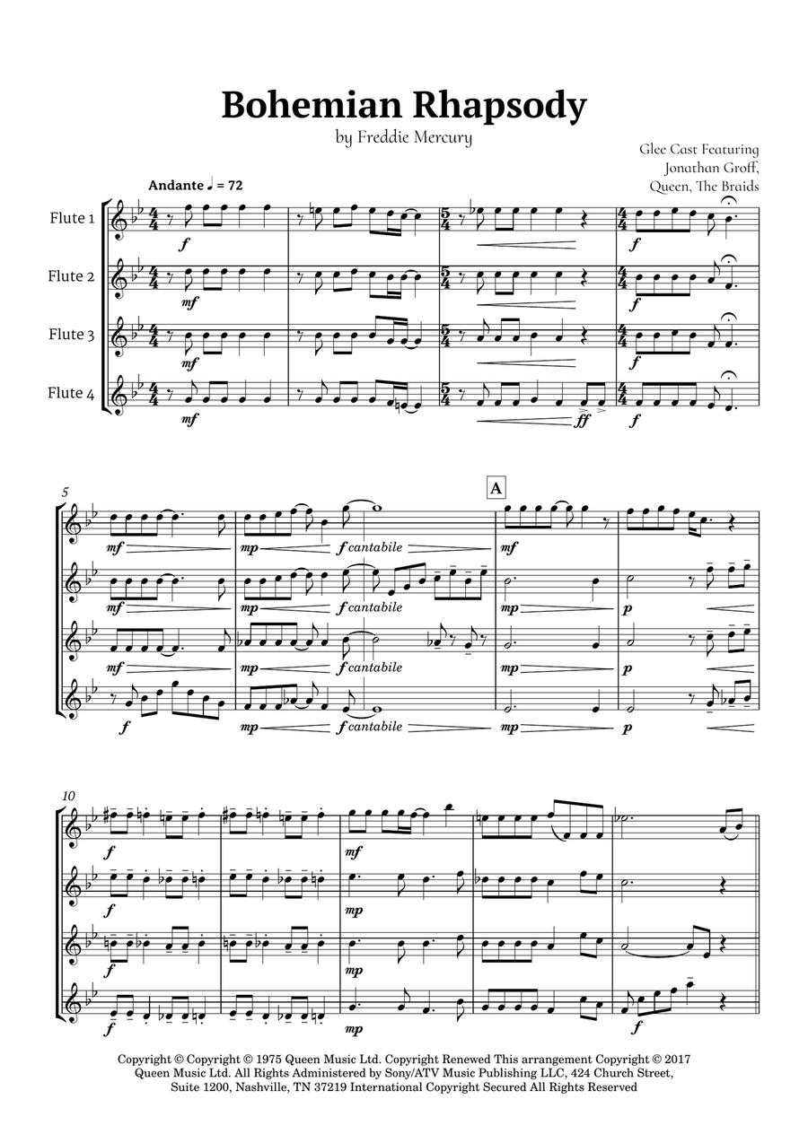 Bohemian Rhapsody Woodwind Quartet scores gallery preview page 2