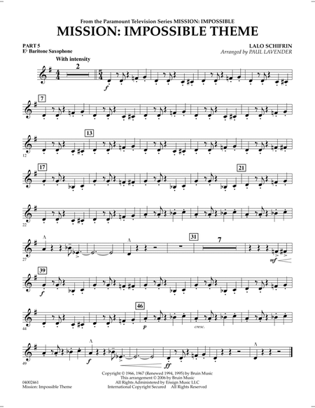 Mission: Impossible Theme (arr. Paul Lavender) - Pt.5 - Eb Baritone Saxophone