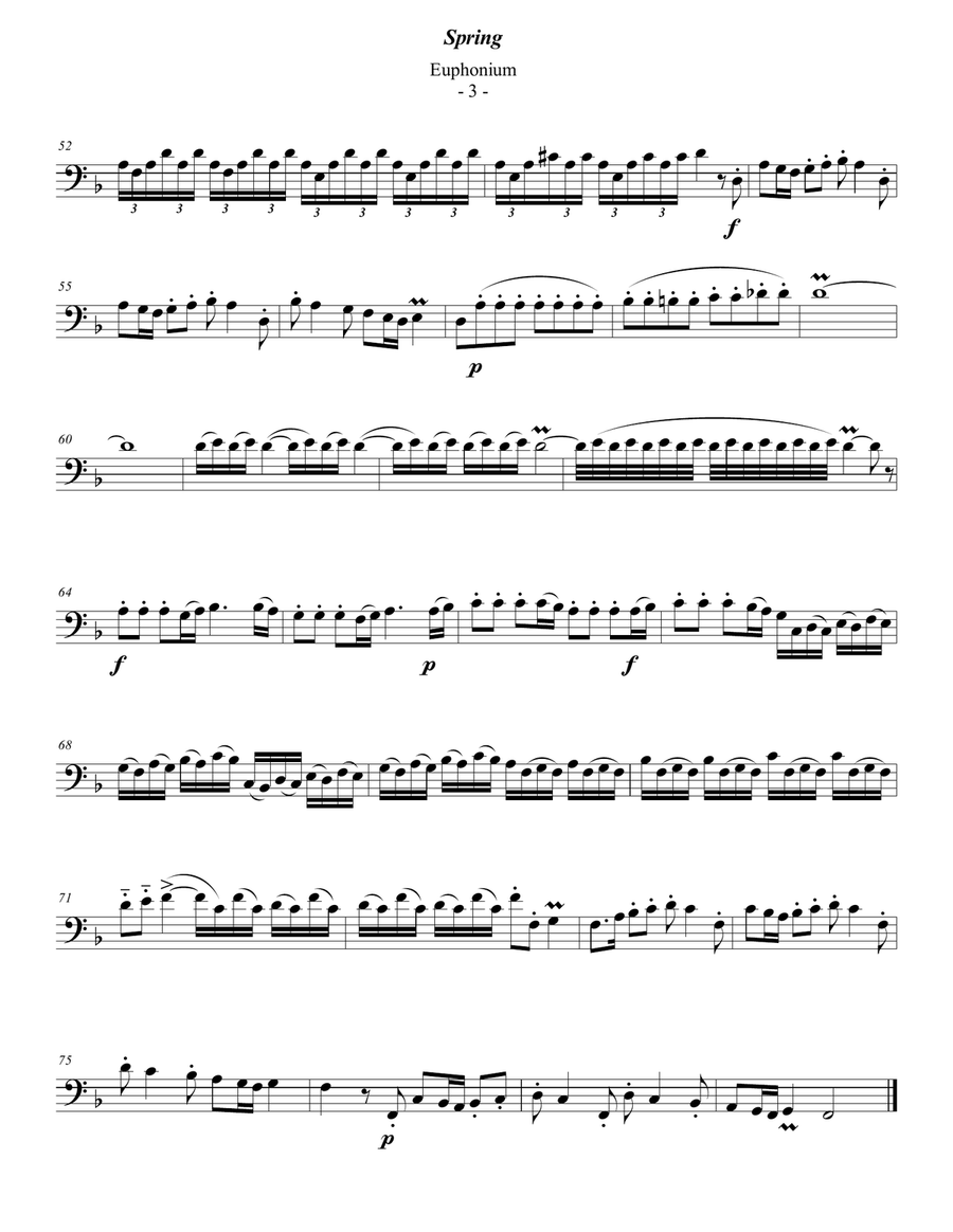 Vivaldi - The Four Seasons: Spring for Solo Euphonium Euphonium scores gallery preview page 3