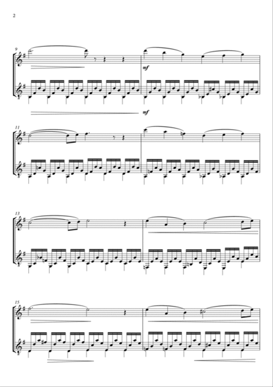 THE SWAN - CAMILLE SAINT SAENS - FOR FLUTE AND GUITAR Chamber Music scores gallery preview page 3