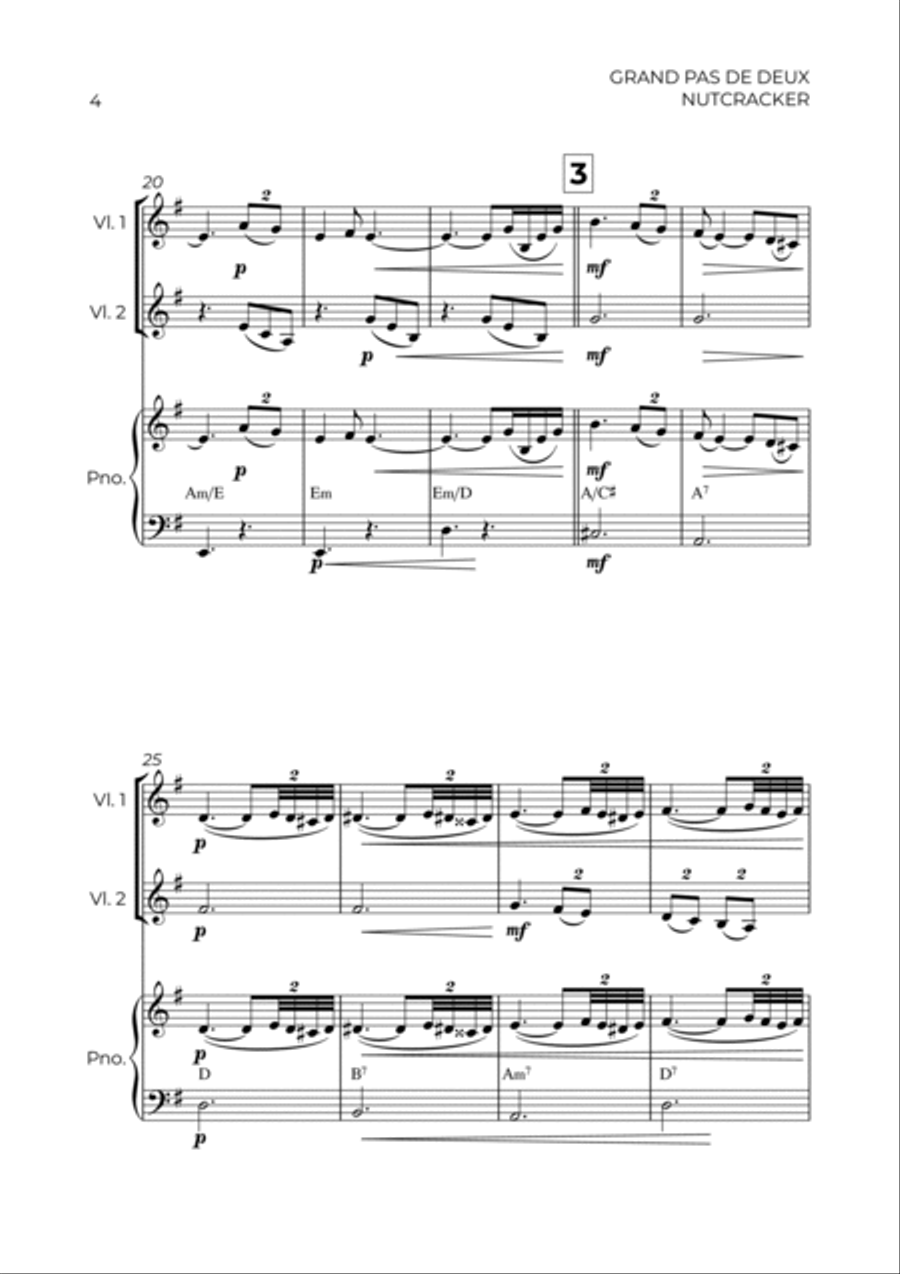 GRAND PAS DE DEUX - NUTCRACKER - STRING PIANO TRIO (VIOLIN, CELLO & PIANO) Piano Trio scores gallery preview page 4