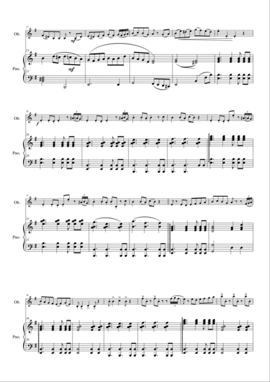 Folk Song Snapshots for Oboe and Piano Woodwind Duet scores gallery preview page 2