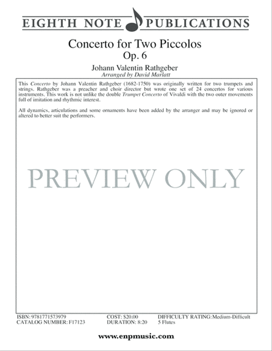 Concerto for Two Piccolos Op. 6 Small Ensemble scores gallery preview page 2