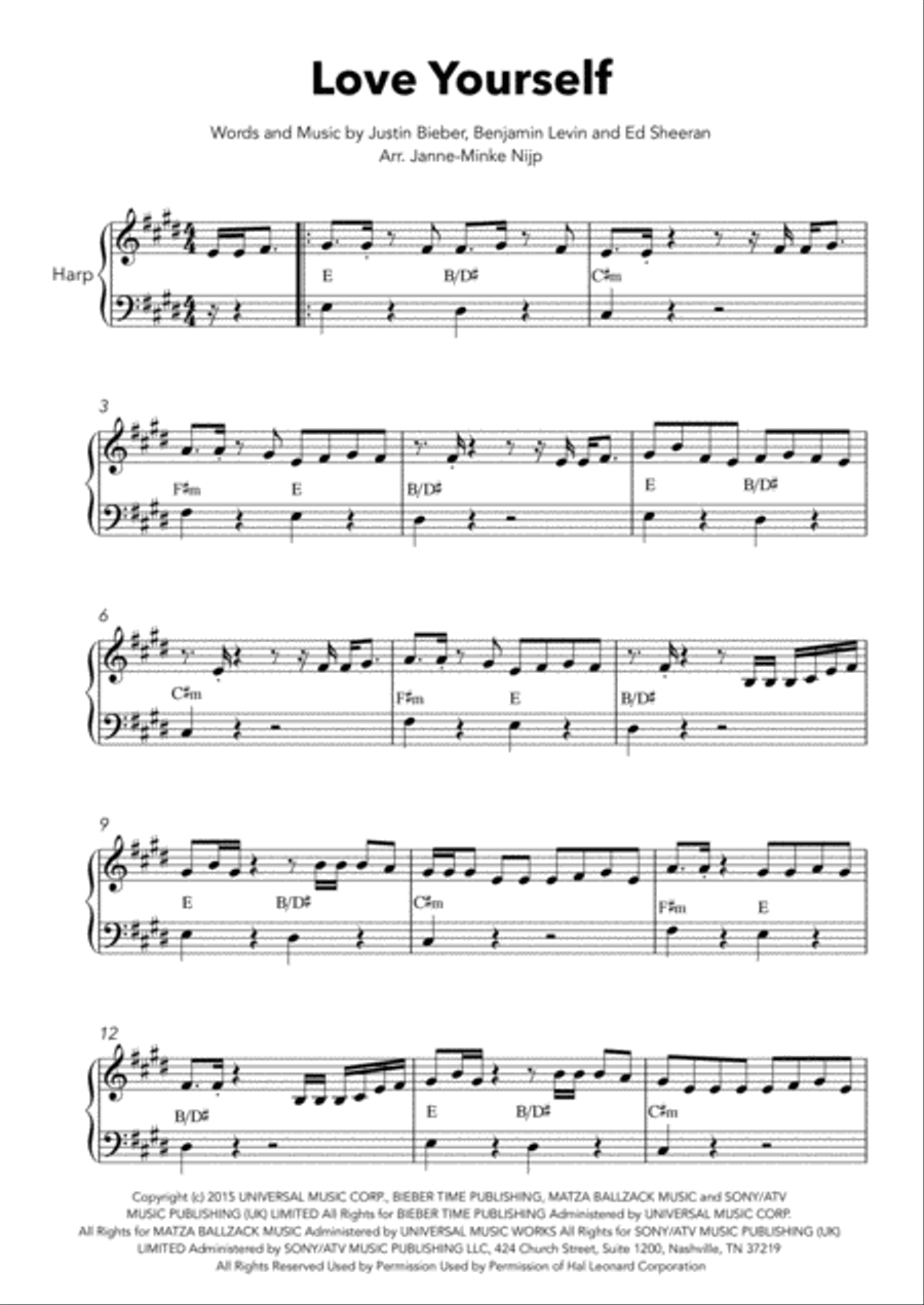 Love Yourself Harp scores gallery preview page 2