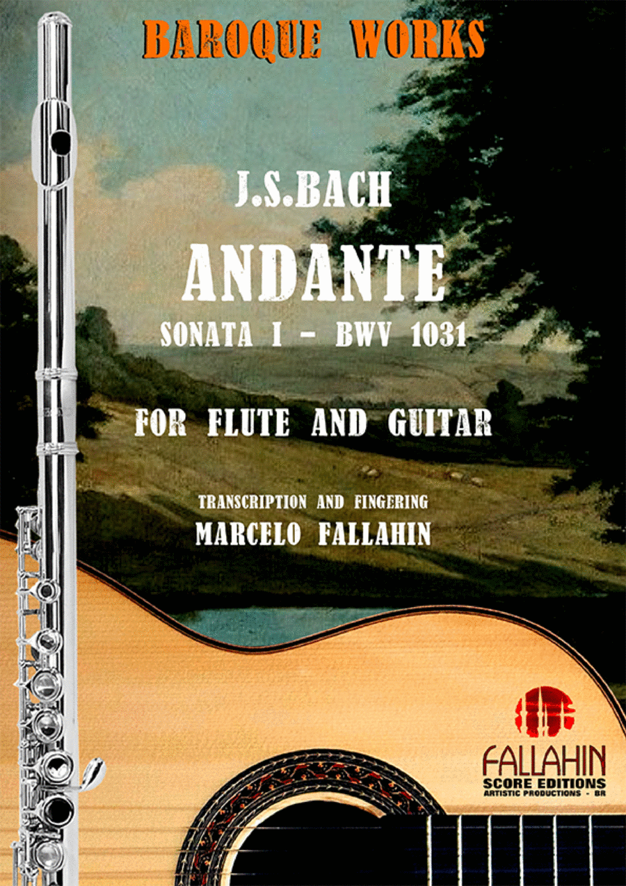 ANDANTE - SONATA I - BWV 1030 - J.S.BACH - FOR FLUTE AND GUITAR Chamber Music scores gallery preview page 1