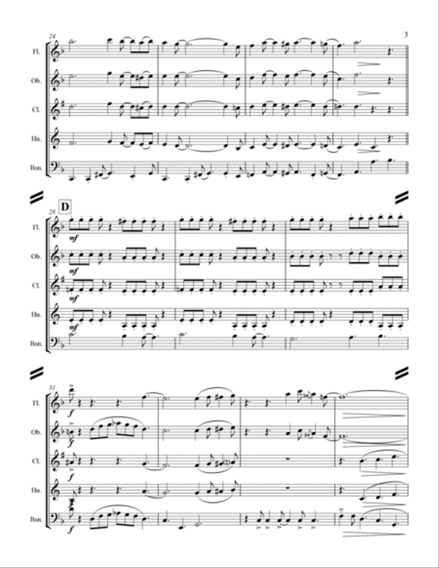Blue Christmas Woodwind Quintet scores gallery preview page 4