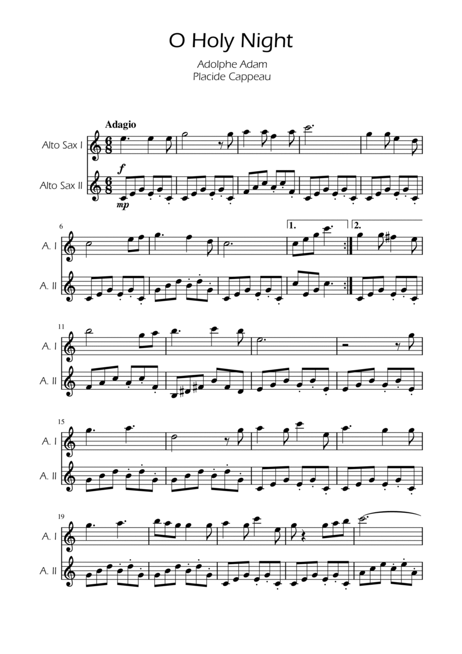 O Holy Night - Alto Sax Duet Woodwind Duet scores gallery preview page 1