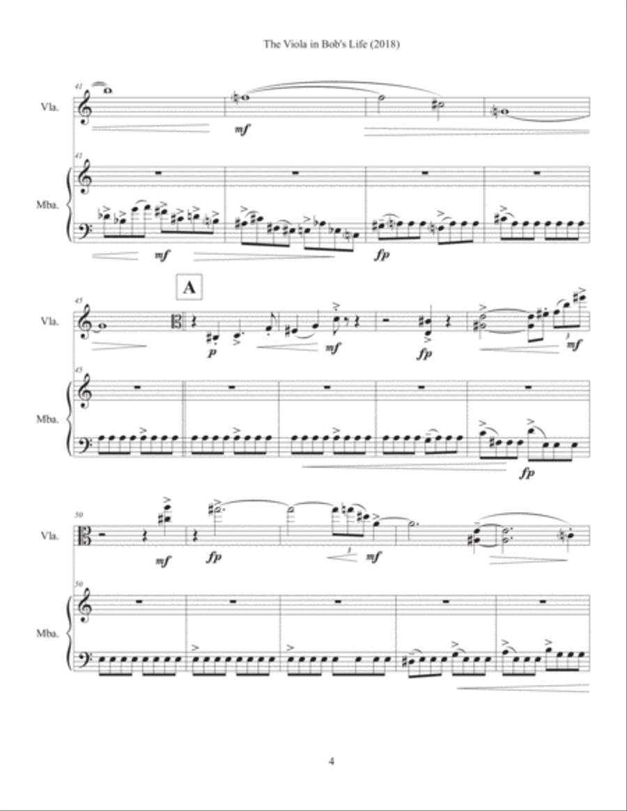 The Viola in Bob's Life (2018) for viola and percussion Small Ensemble scores gallery preview page 6