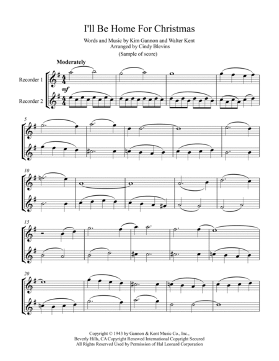 I'll Be Home For Christmas Woodwind Duet scores gallery preview page 2