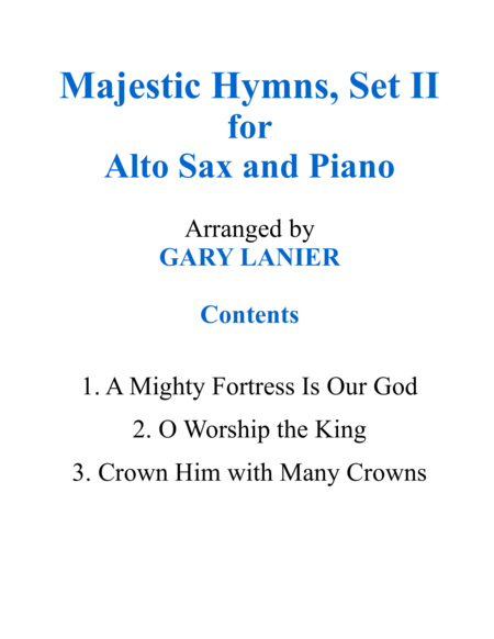 MAJESTIC HYMNS, SET II (Duets for Alto Sax & Piano) image number null