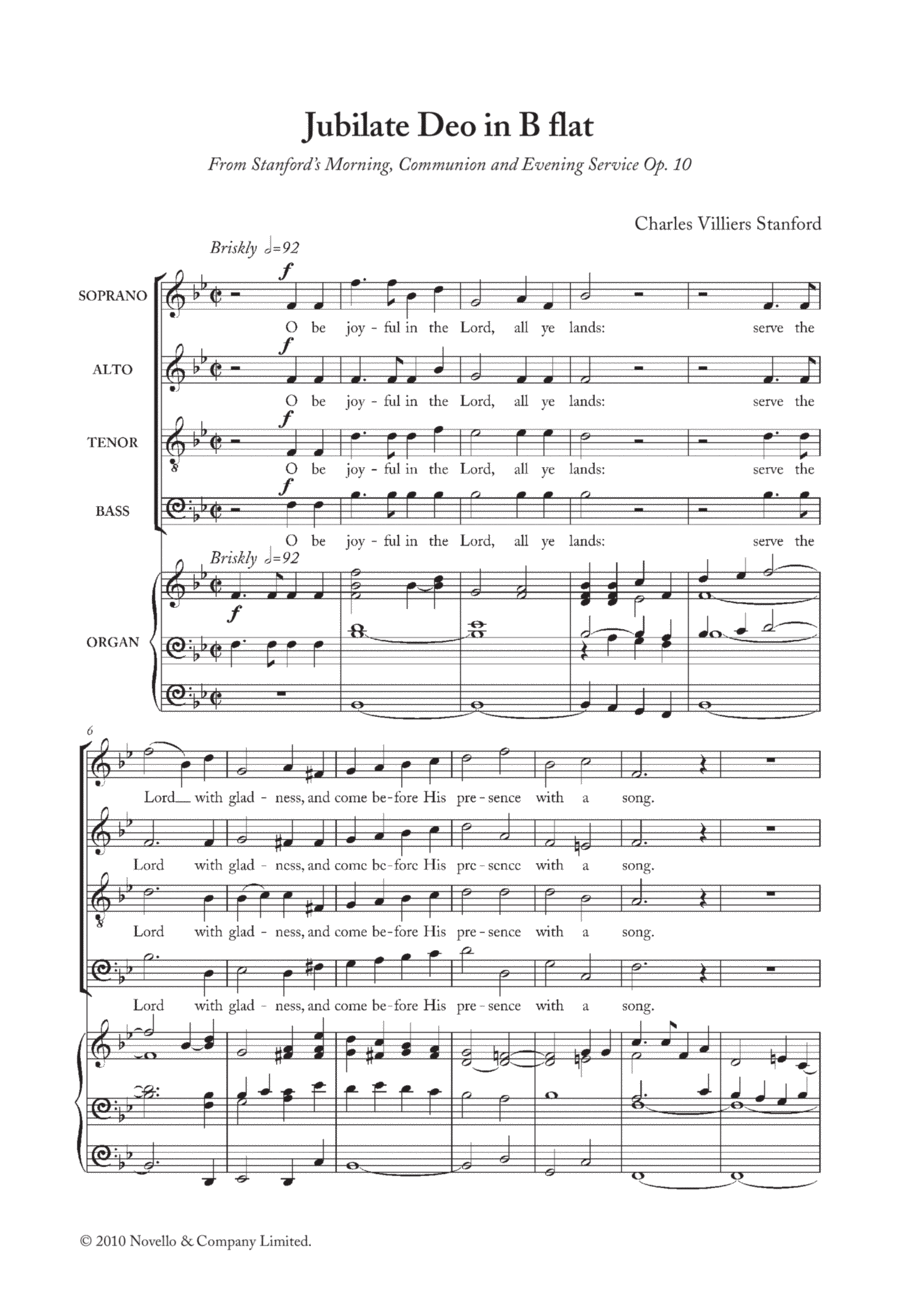 Jubilate Deo In B Flat, Op. 10 4-Part scores gallery preview page 1