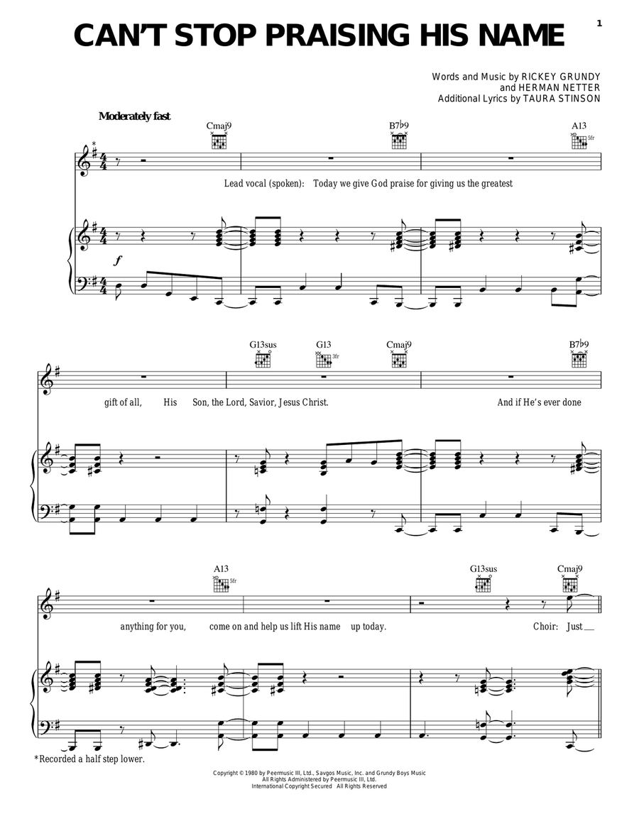 Can't Stop Praising His Name Guitar scores gallery preview page 1