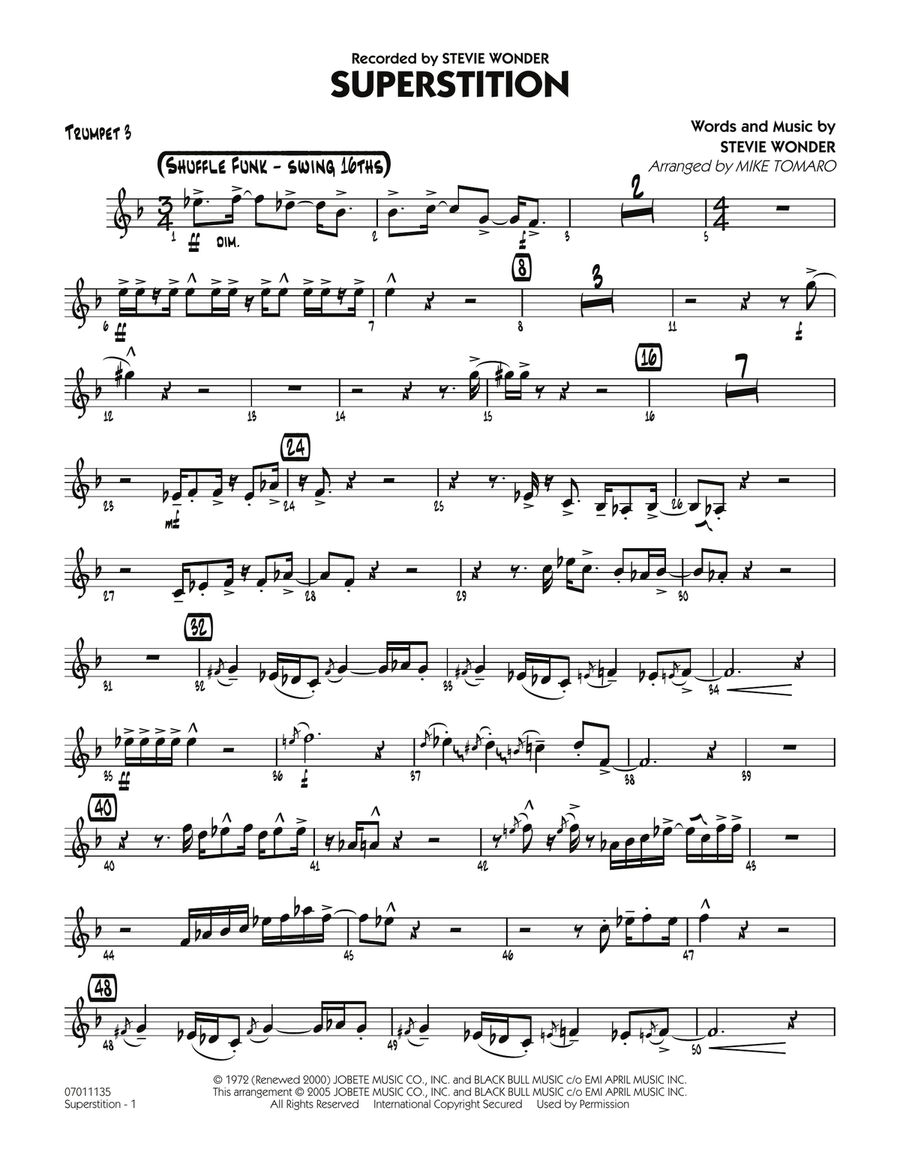 Superstition - Trumpet 3 Jazz Ensemble scores gallery preview page 1