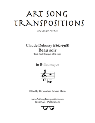 Book cover for DEBUSSY: Beau soir (transposed to B-flat major)