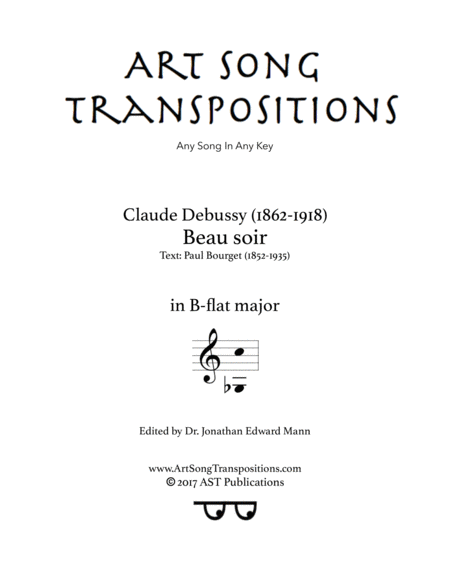 DEBUSSY: Beau soir (transposed to B-flat major)