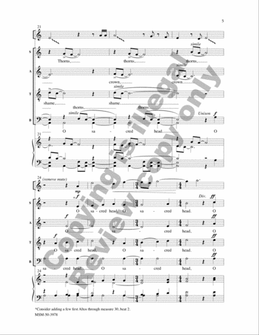 O Sacred Head, Now Wounded Divisi scores gallery preview page 5